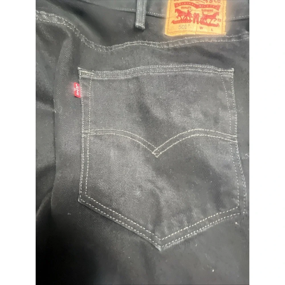 Levi's 501 XX Distressed Jean 46x32 BlackDenim Button Wide Leg Fly Wash Work Y2K